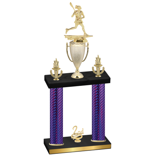 Double Purple Carbon Fiber Second Place Lacrosse Trophy
