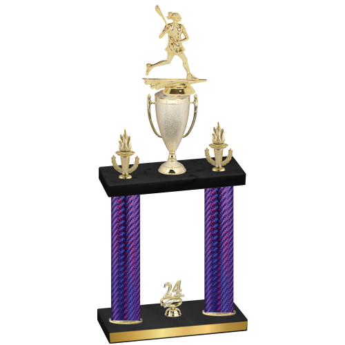 Double Purple Carbon Fiber Year Lacrosse Trophy