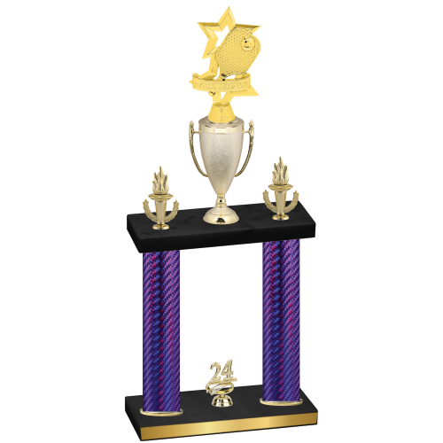 Double Purple Carbon Fiber Year Pickleball Trophy