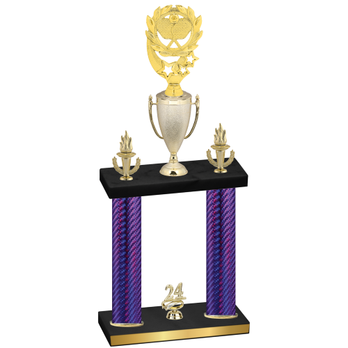 Double Purple Carbon Fiber Year Pickleball Trophy