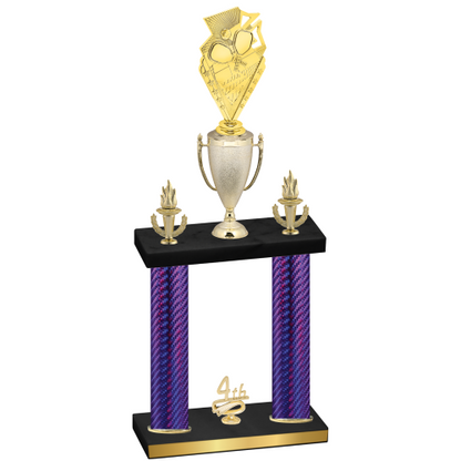 Double Purple Carbon Fiber Fourth Place Pickleball Trophy