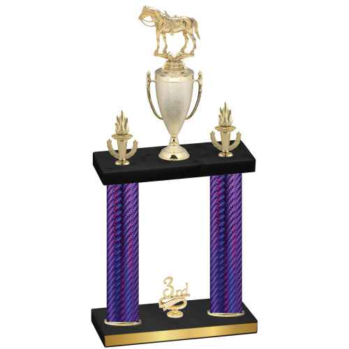 Double Purple Carbon Fiber Third Place Horses Trophy