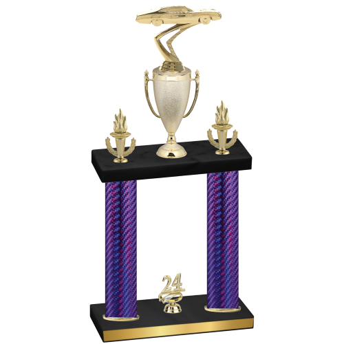 Double Purple Carbon Fiber Year Cars Trophy