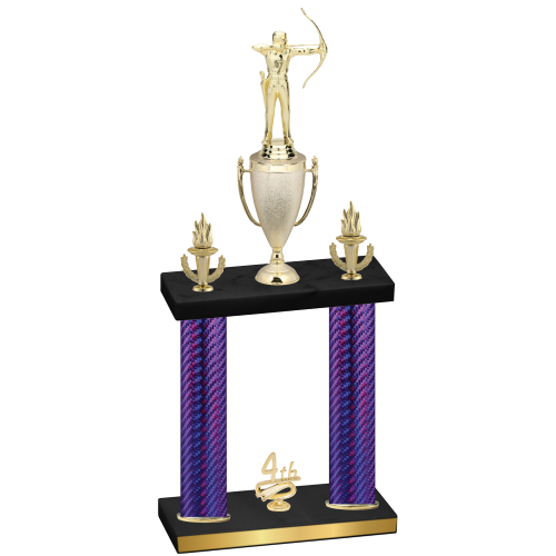 Double Purple Carbon Fiber Fourth Place Archery Trophy