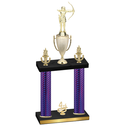 Double Purple Carbon Fiber Fourth Place Archery Trophy