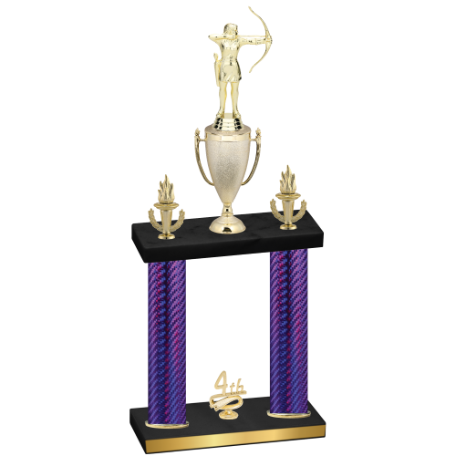Double Purple Carbon Fiber Fourth Place Archery Trophy