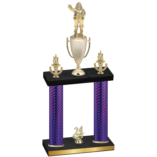 Double Purple Carbon Fiber Year Holiday Trophy
