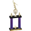 Double Purple Carbon Fiber Third Place Basketball Trophy