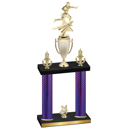 Double Purple Carbon Fiber Year Flag Football Trophy