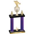 Double Purple Carbon Fiber Third Place Fishing Trophy