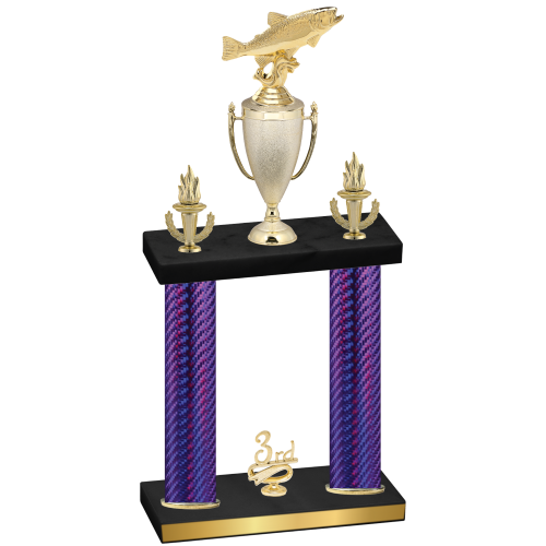 Double Purple Carbon Fiber Third Place Fishing Trophy