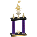 Double Purple Carbon Fiber Third Place Golf Trophy