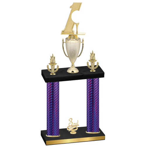 Double Purple Carbon Fiber Third Place Golf Trophy