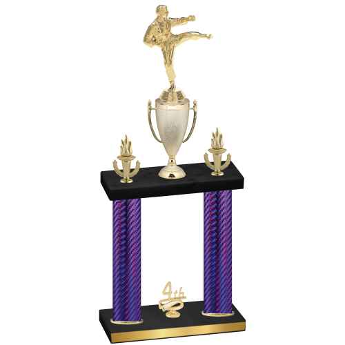 Double Purple Carbon Fiber Fourth Place Karate Trophy