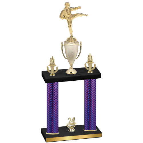 Double Purple Carbon Fiber Year Karate Trophy