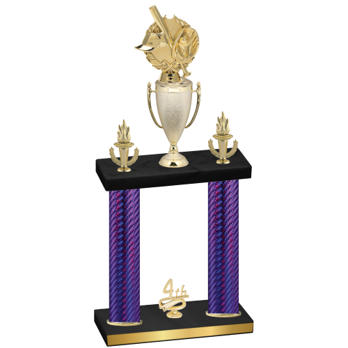 Double Purple Carbon Fiber Fourth Place Baseball Trophy