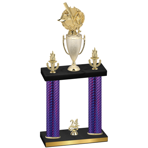 Double Purple Carbon Fiber Year Baseball Trophy