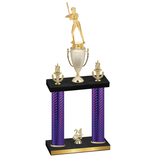 Double Purple Carbon Fiber Year Softball Trophy