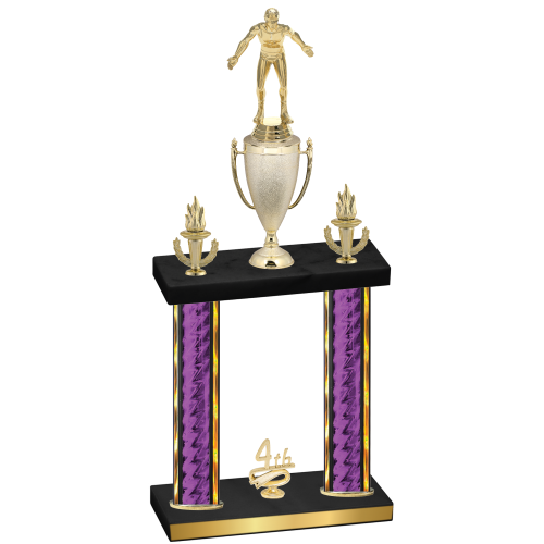 Double Purple Glacier Fourth Place Wrestling Trophy