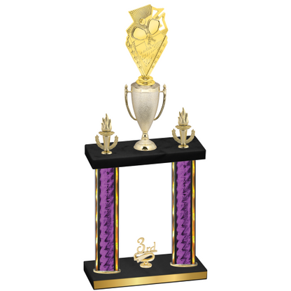 Double Purple Glacier Third Place Pickleball Trophy