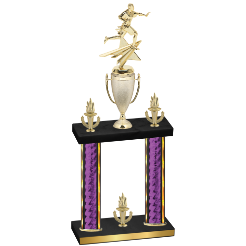 Double Purple Glacier Victory Flag Football Trophy