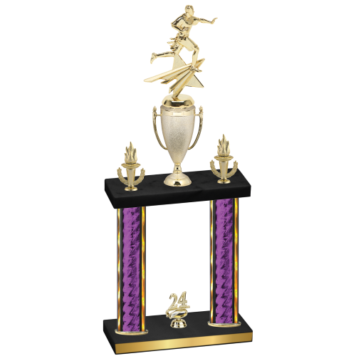 Double Purple Glacier Year Flag Football Trophy