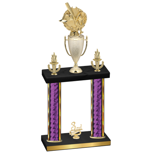 Double Purple Glacier Third Place Baseball Trophy