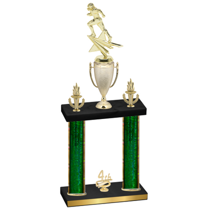 Double Green Glacier Fourth Place Football Trophy