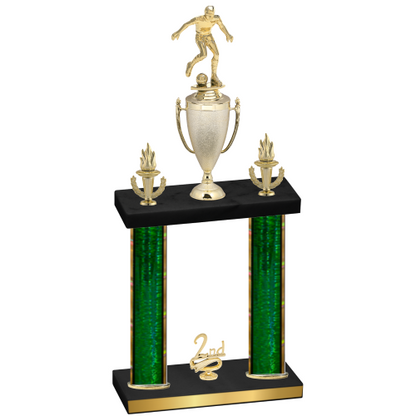 Double Green Glacier Second Place Soccer Trophy
