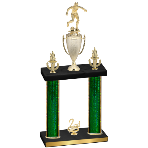 Double Green Glacier Second Place Soccer Trophy