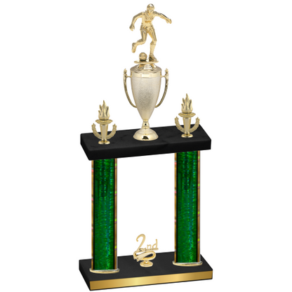 Double Green Glacier Second Place Soccer Trophy