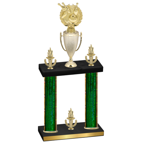 Double Green Glacier Victory Bowling Trophy
