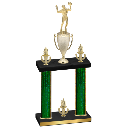 Double Green Glacier Victory Volleyball Trophy
