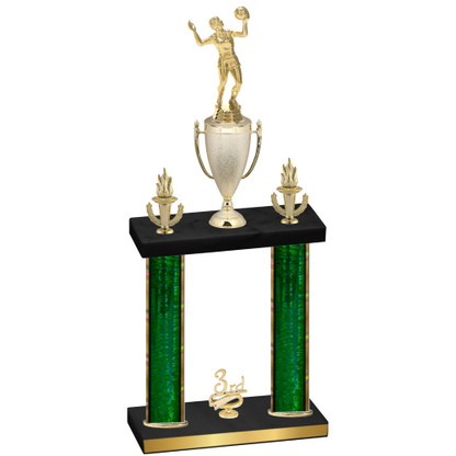 Double Green Glacier Third Place Volleyball Trophy