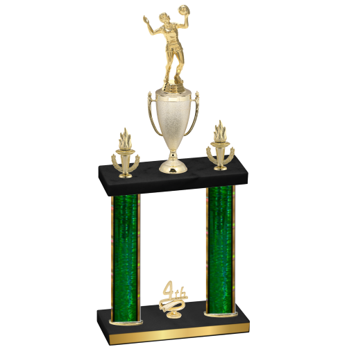 Double Green Glacier Fourth Place Volleyball Trophy