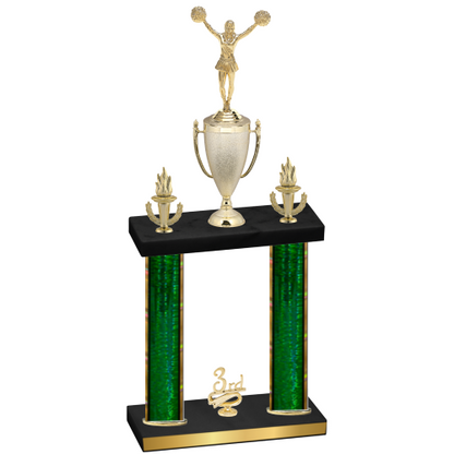 Double Green Glacier Third Place Cheerleading Trophy