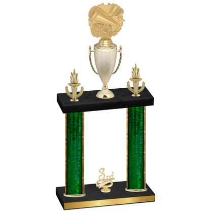 Double Green Glacier Third Place Cheerleading Trophy