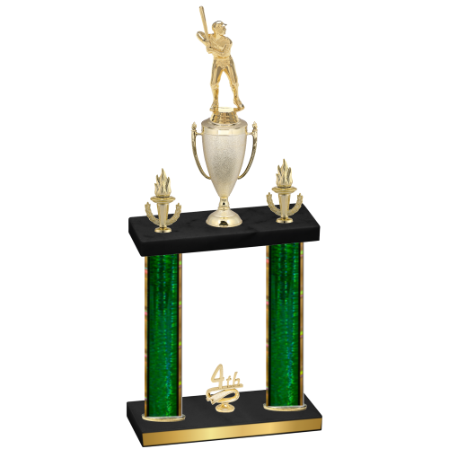 Double Green Glacier Fourth Place Baseball Trophy