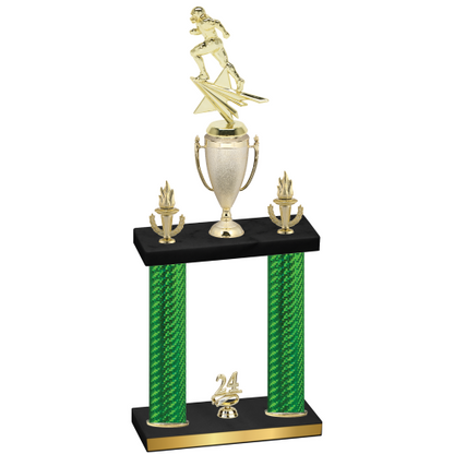 Double Green Carbon Fiber Year Football Trophy