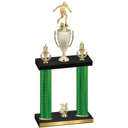 Double Green Carbon Fiber Year Soccer Trophy