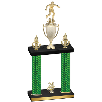 Double Green Carbon Fiber Year Soccer Trophy