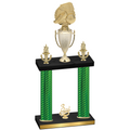 Double Green Carbon Fiber Third Place Soccer Trophy