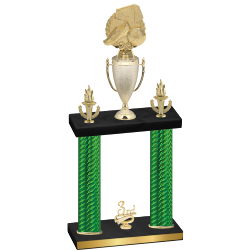 Double Green Carbon Fiber Third Place Soccer Trophy