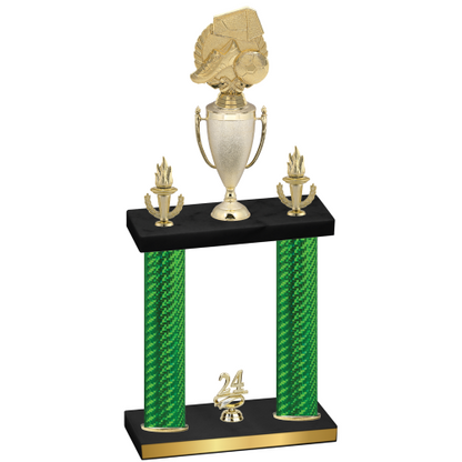 Double Green Carbon Fiber Year Soccer Trophy