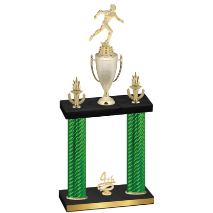 Double Green Carbon Fiber Fourth Place Running Trophy