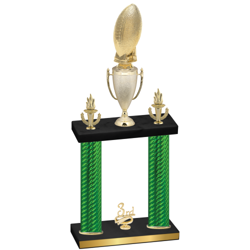 Double Green Carbon Fiber Third Place Football Trophy