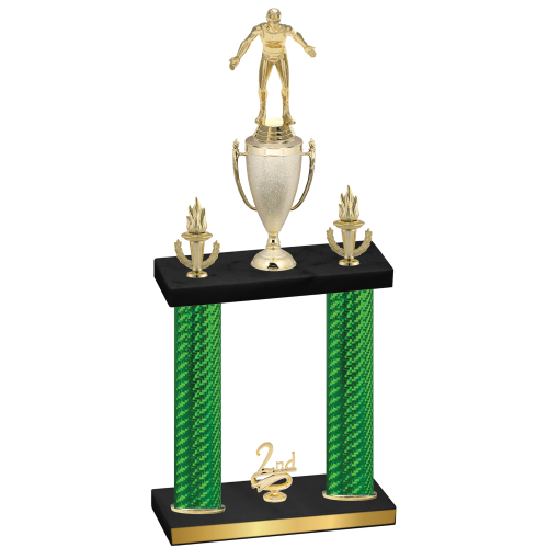 Double Green Carbon Fiber Second Place Wrestling Trophy