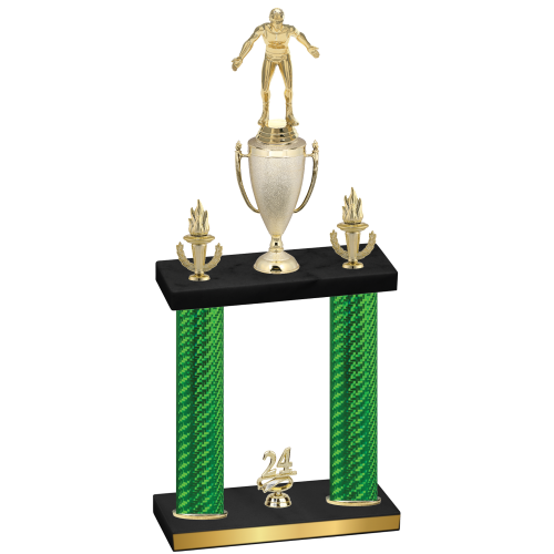 Double Green Carbon Fiber Year Wrestling Trophy
