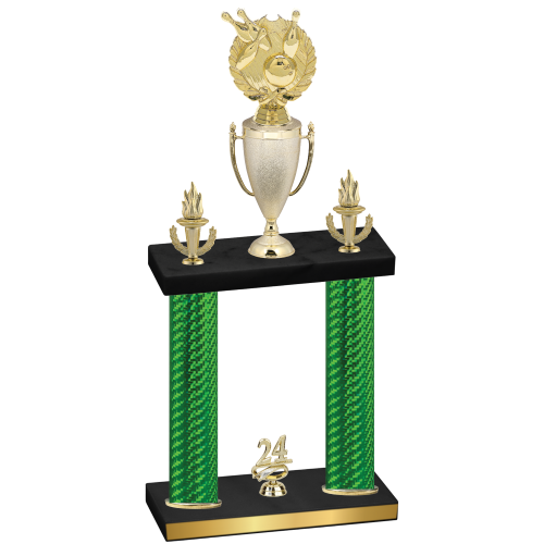 Double Green Carbon Fiber Year Bowling Trophy
