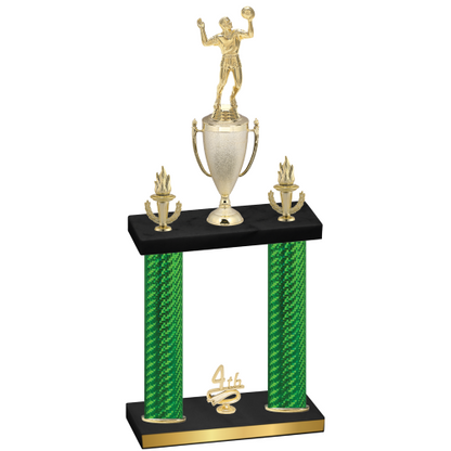 Double Green Carbon Fiber Fourth Place Volleyball Trophy